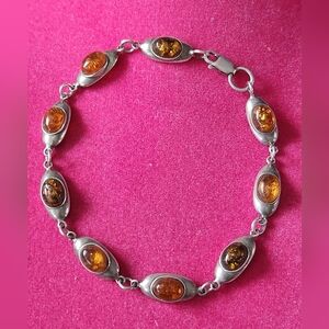 Elegant Silver and Baltic Amber Bracelet